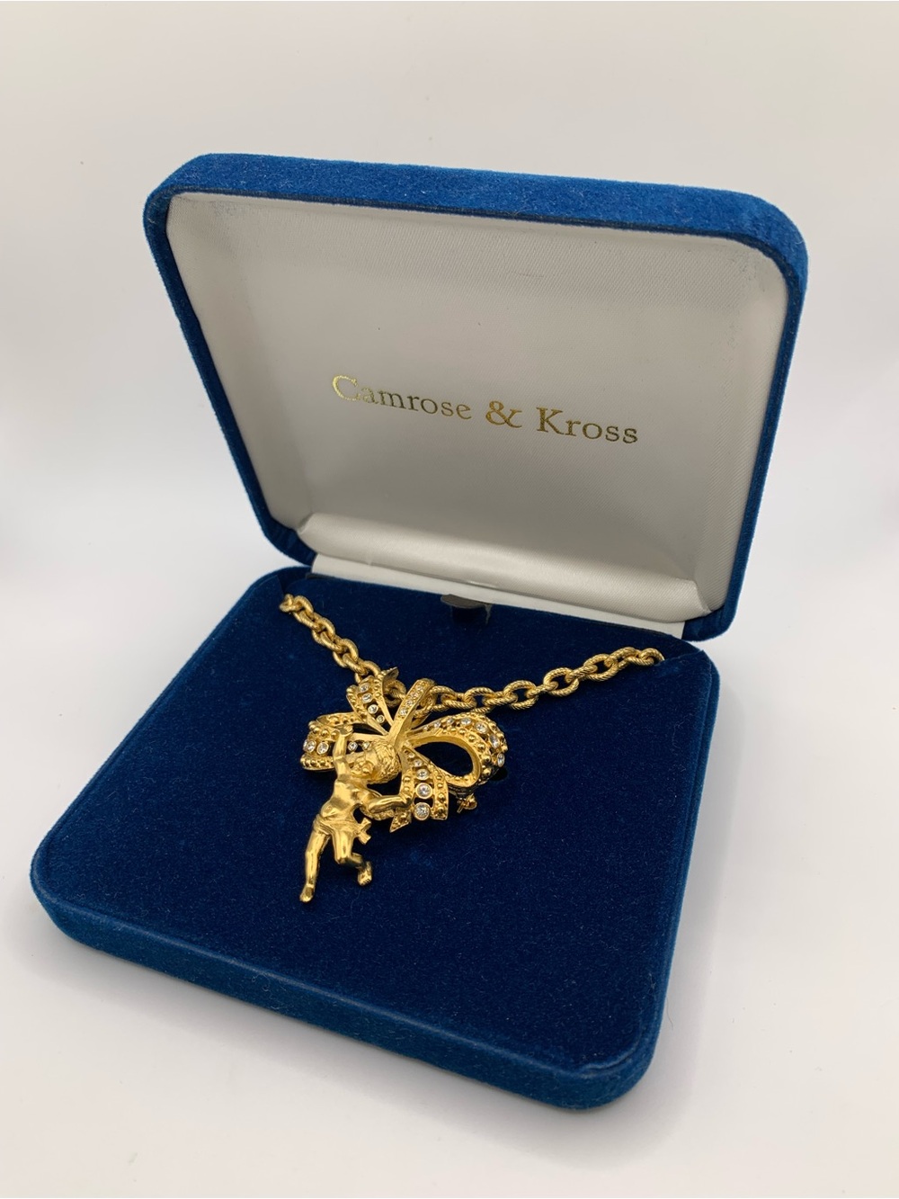 JBK Necklace Gold-Plated Swarovski Crystal Pendant /Brooch